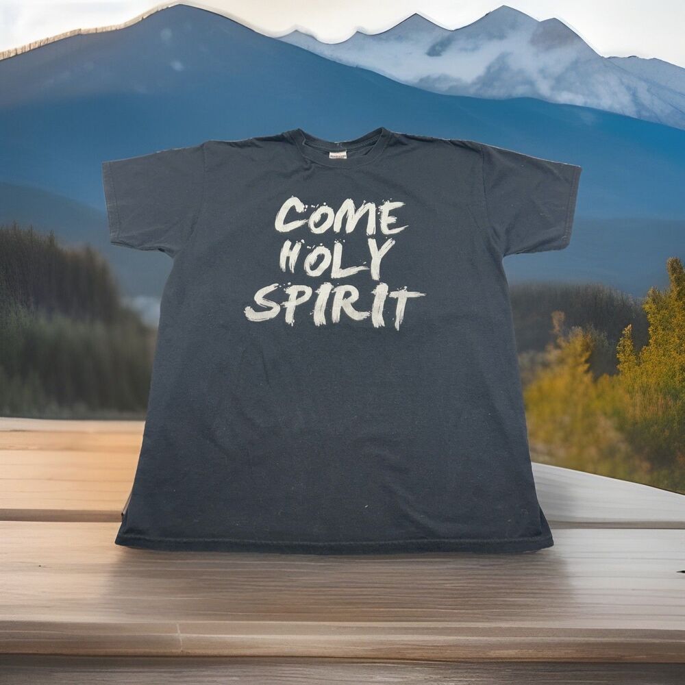 Vtg Jerzees Come Holy Spirt‎ XL Distressed Christian Graphic T-shirt